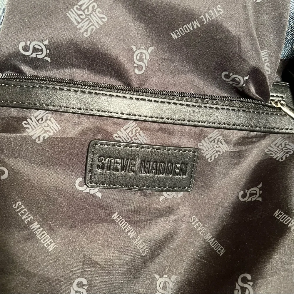 Steve Madden Large Denim Tote Bag with Multi Pockets | Oversized Casual Carryall